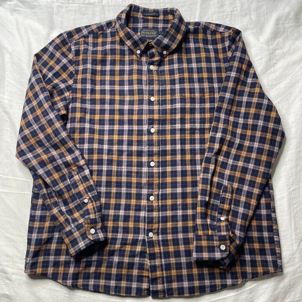 Pendleton Virgin Wool Plaid Button Up Flannel Shirt Sir Pendleton XL Men's
